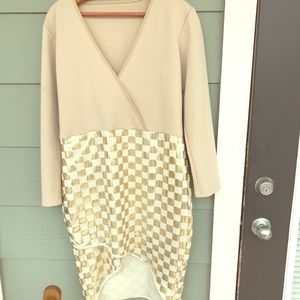 Party and clubbing gold metallic dress.